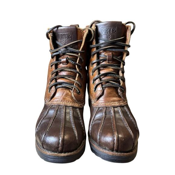 Frye Veronica Shearling Lined Leather Winter Duck Boot Rain Brown Womens Size 6 - Picture 3 of 8